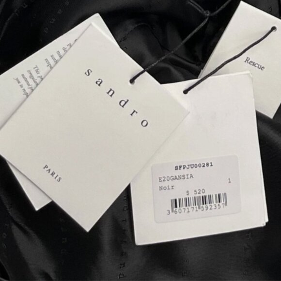 Sandro “Gansia” Black Genuine Lamb Leather Mini Skirt – Size 1 (36) - Picture 11 of 11